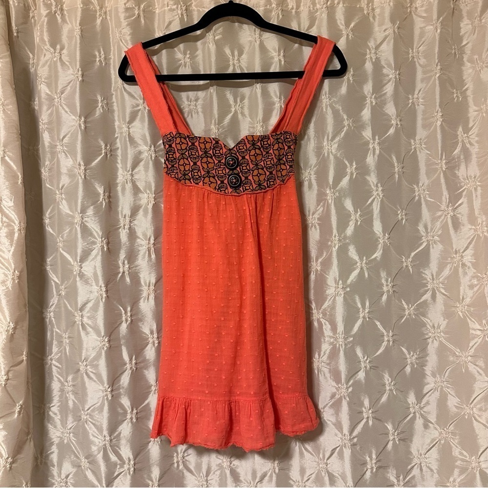 SCRAPBOOK Coral Pink Retro Swiss Dot Tank Top Tunic Boutique